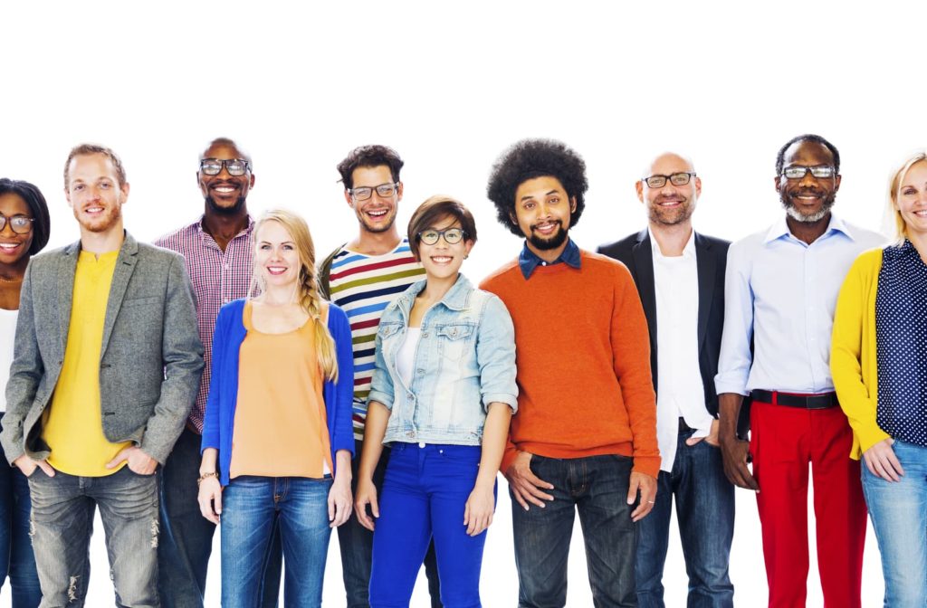 A group of happy dental patients